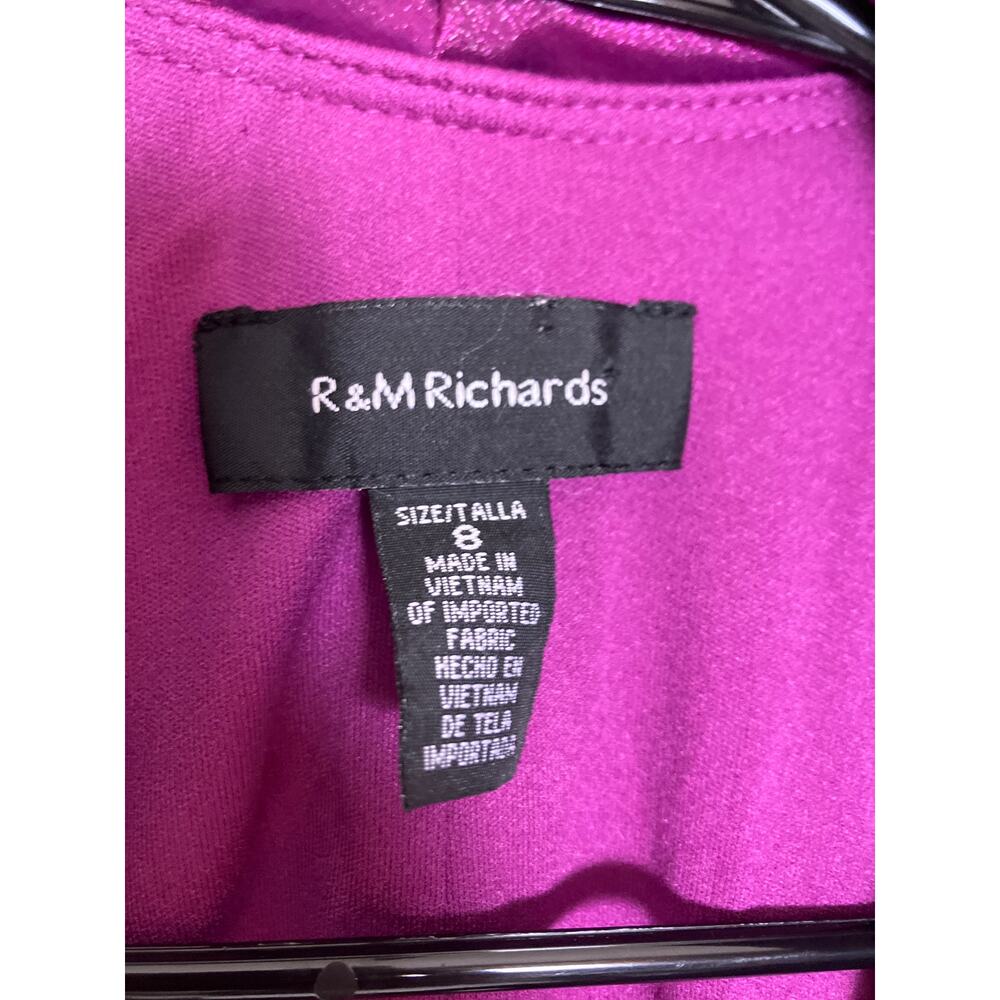 VTG Shiny Fuchsia Ruffle Blouse with Shoulder Pads R&M Richards Women’s Size 8 - Picture 3 of 6